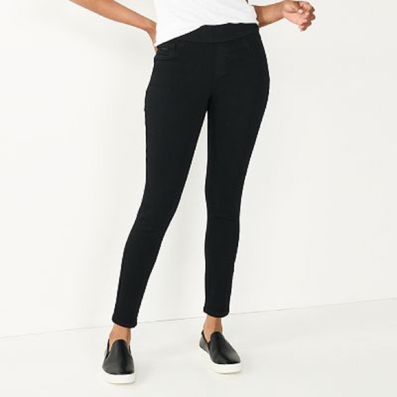 Nine West Denim - Nine West Pull On Stretch Jeggings Skinny Mid-Rise Black Denim Women’s Size 8